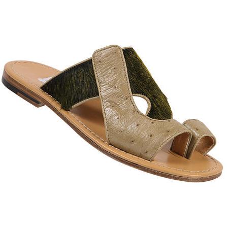 Mauri 1445/ Ostrich Taupe/Pony Hair Mojito Sandals