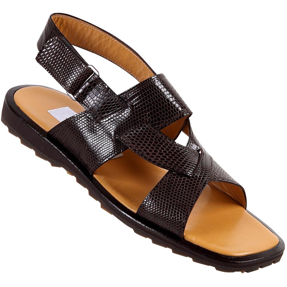 Mauri 1505 Dark Brown Genuine Lizard Soft Skin Sandals