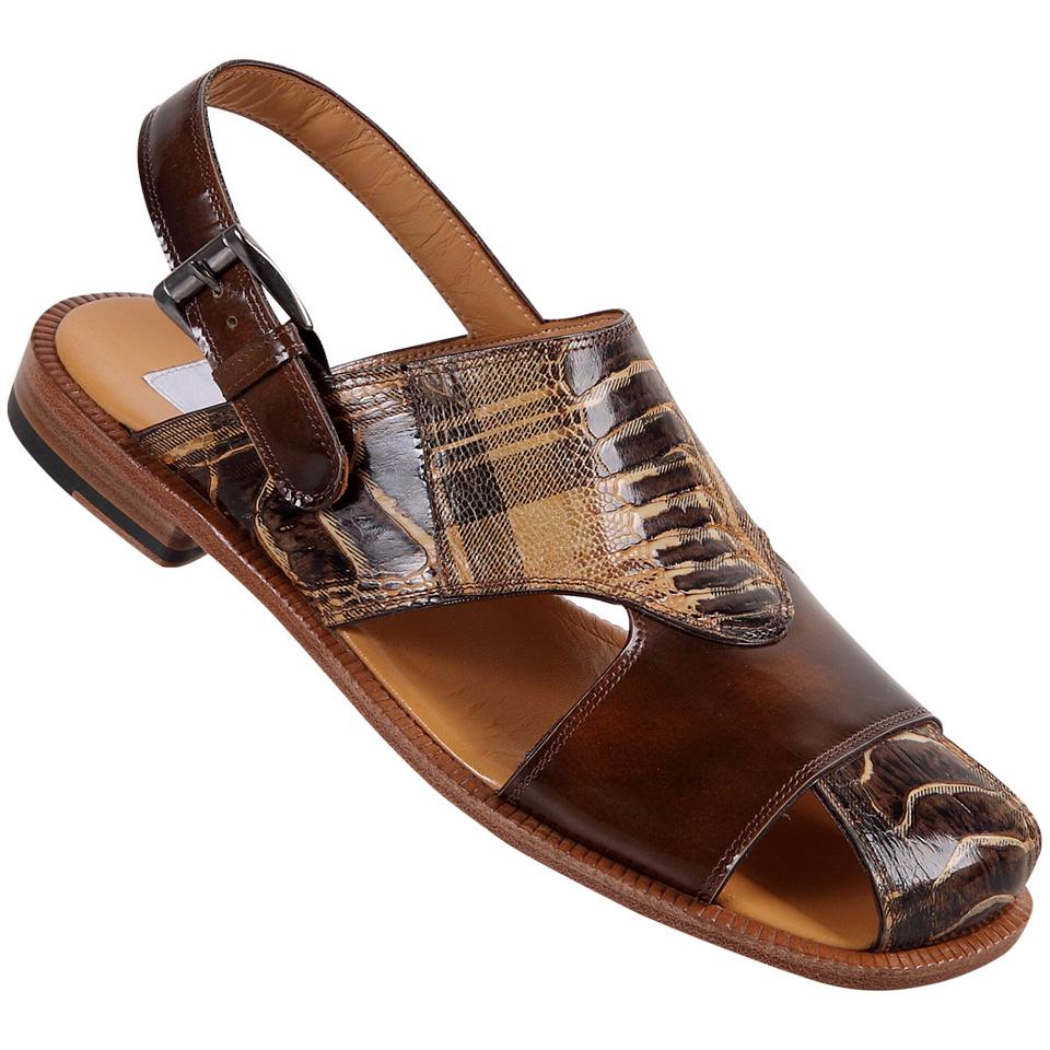 Mauri 1527 Scottish Brown/Shade Linen Genuine Ostrich Leg Sandals