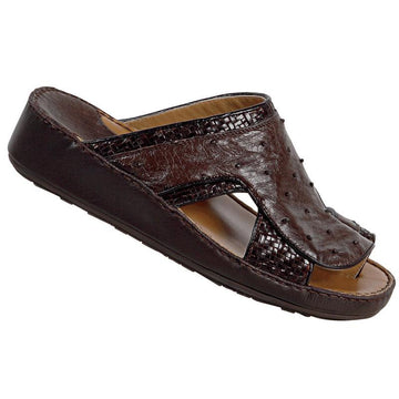 Mauri 1532 Dark Brown/Nicotine Genuine Woven Ostrich Platform Sandals