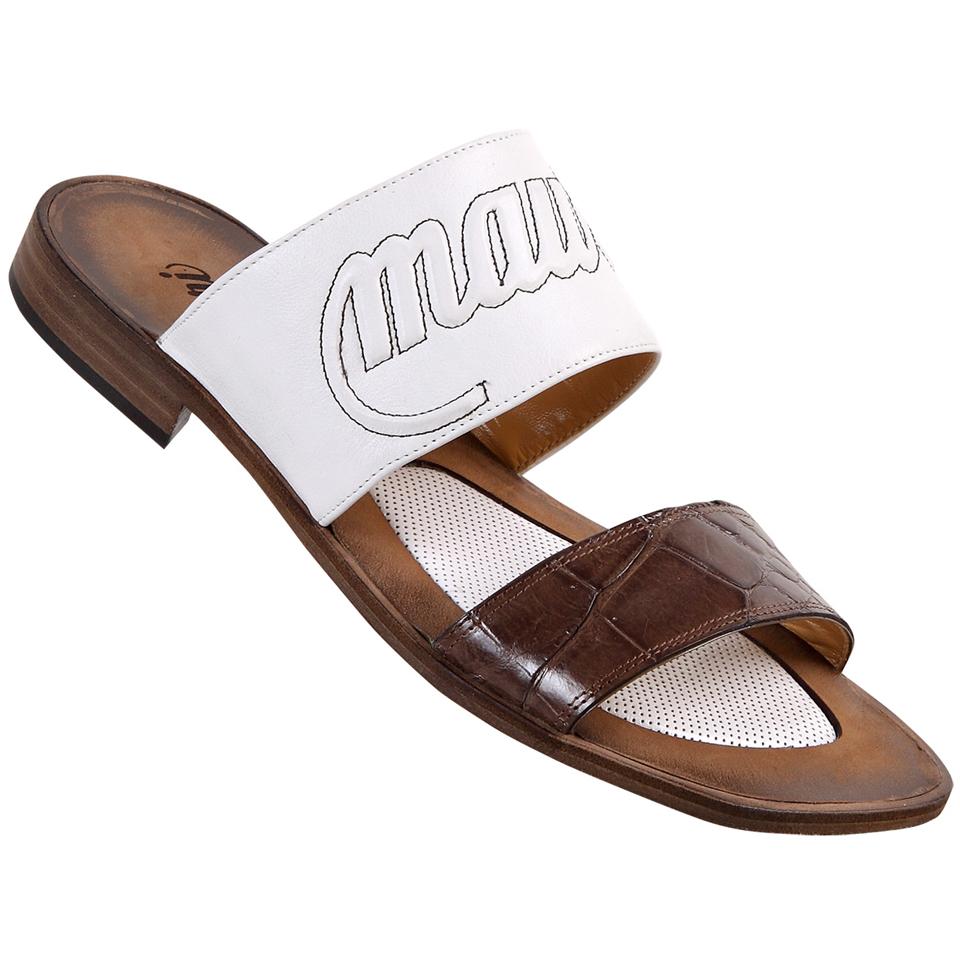 Mauri 1534 L//Light White Genuine Body Alligator/Nappa Mauri Embossed Sandals