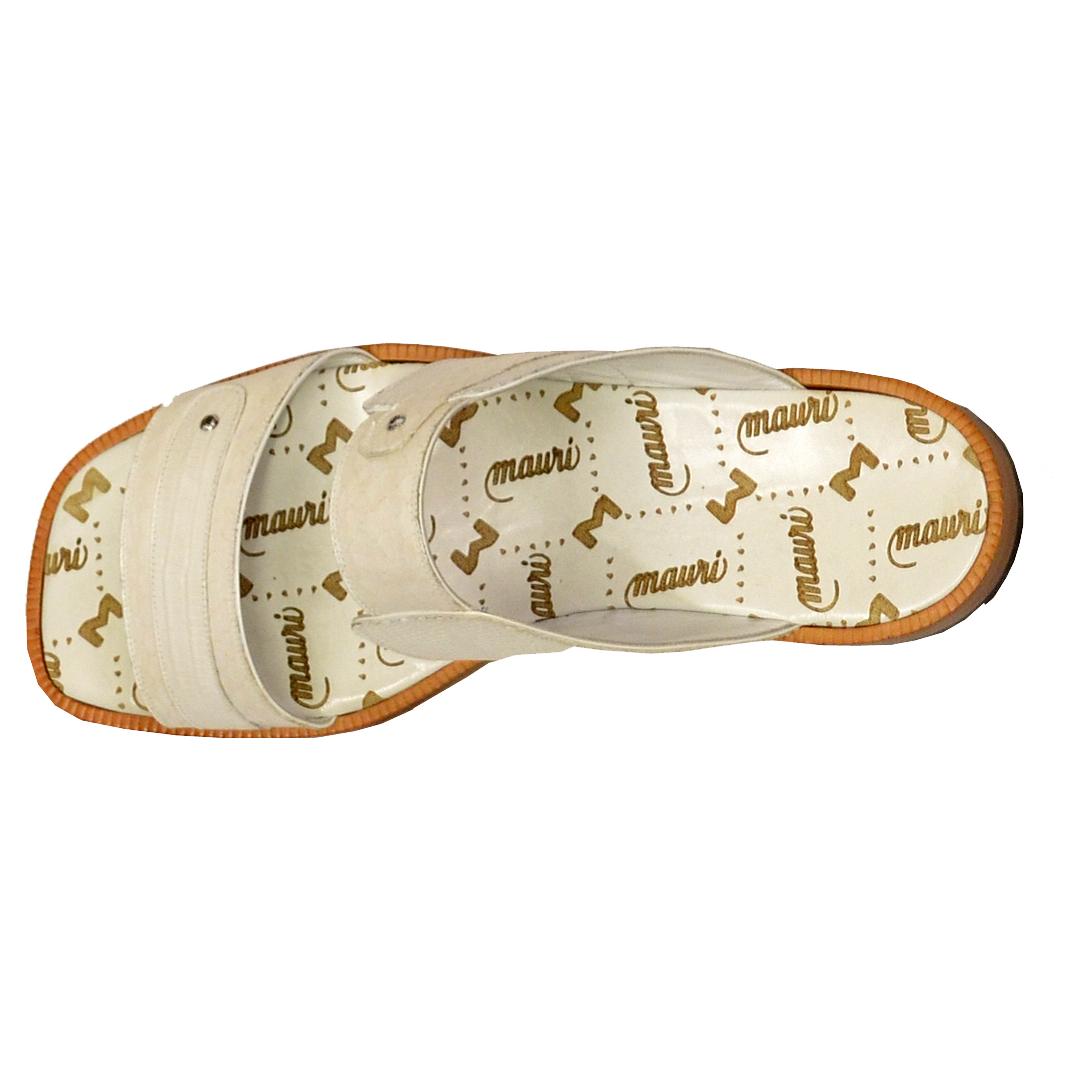 Mauri 1537 Solid White Genuine Python/Lizard Slide Sandals