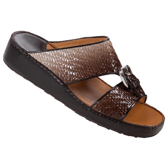 Mauri 1591 Brown Genuine Woven Leather Platform Sandals