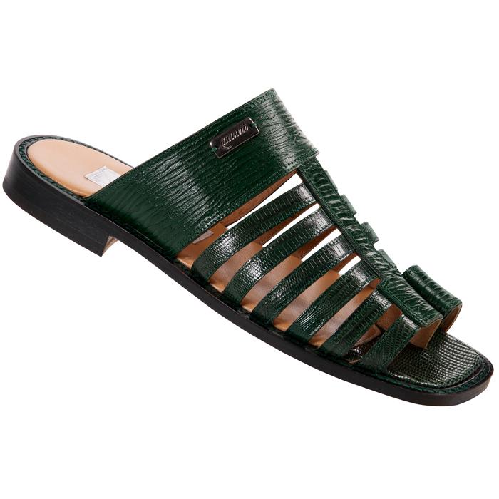 Mauri 1602 Forest Green Genuine Tejus Lizard/Shark Skin Sandals