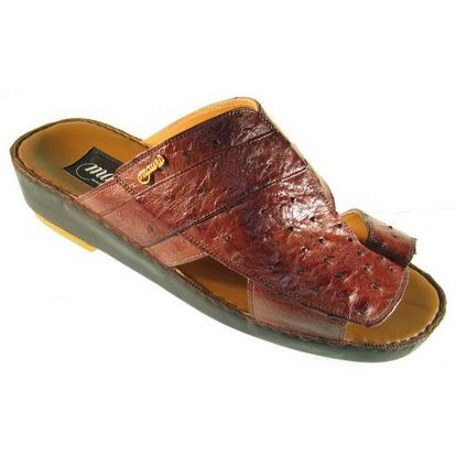 Mauri 1650 Cognac Genuine All-Over Ostrich Sandals