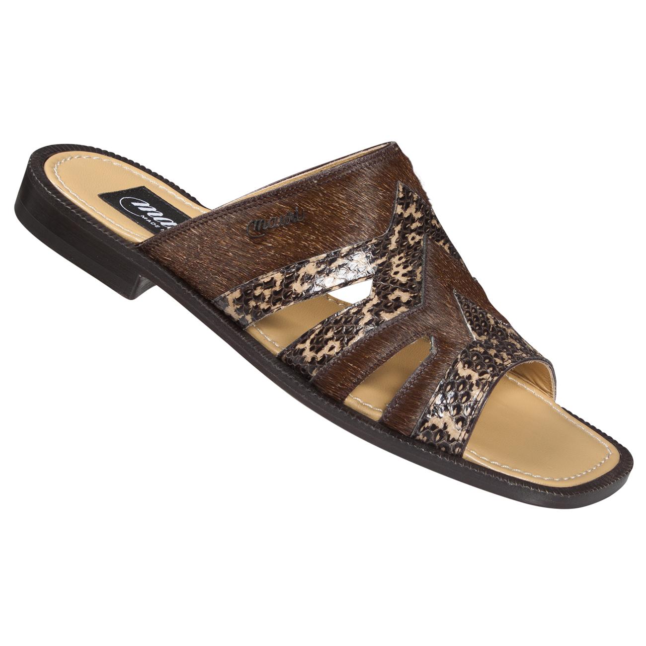 Mauri 1716 Dune/Brown Genuine Snake Skin/Irish Coffee Pony Horse Sandals