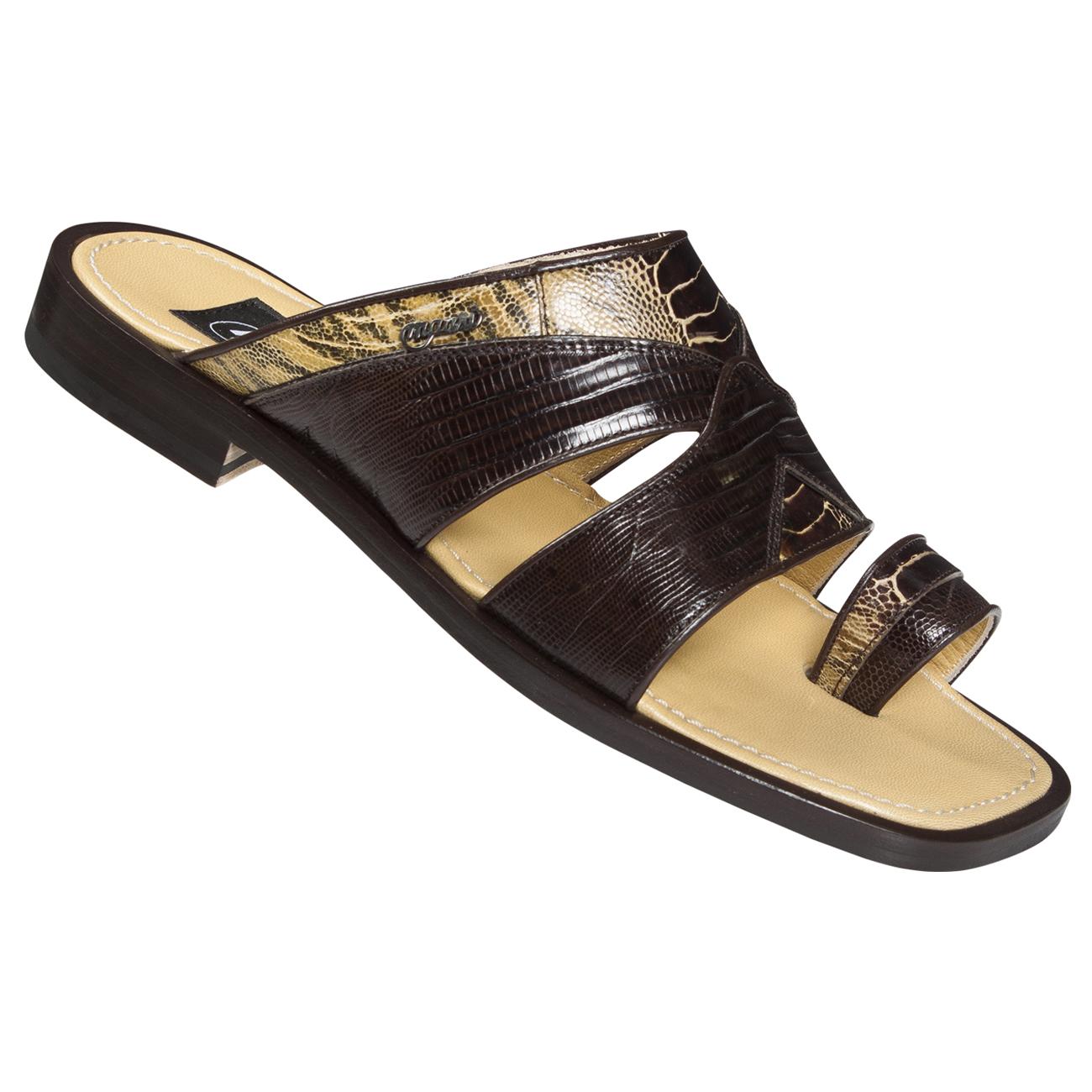 Mauri 1744 Dark Brown Genuine Lizard/Bengala Ostrich Leg Sandals