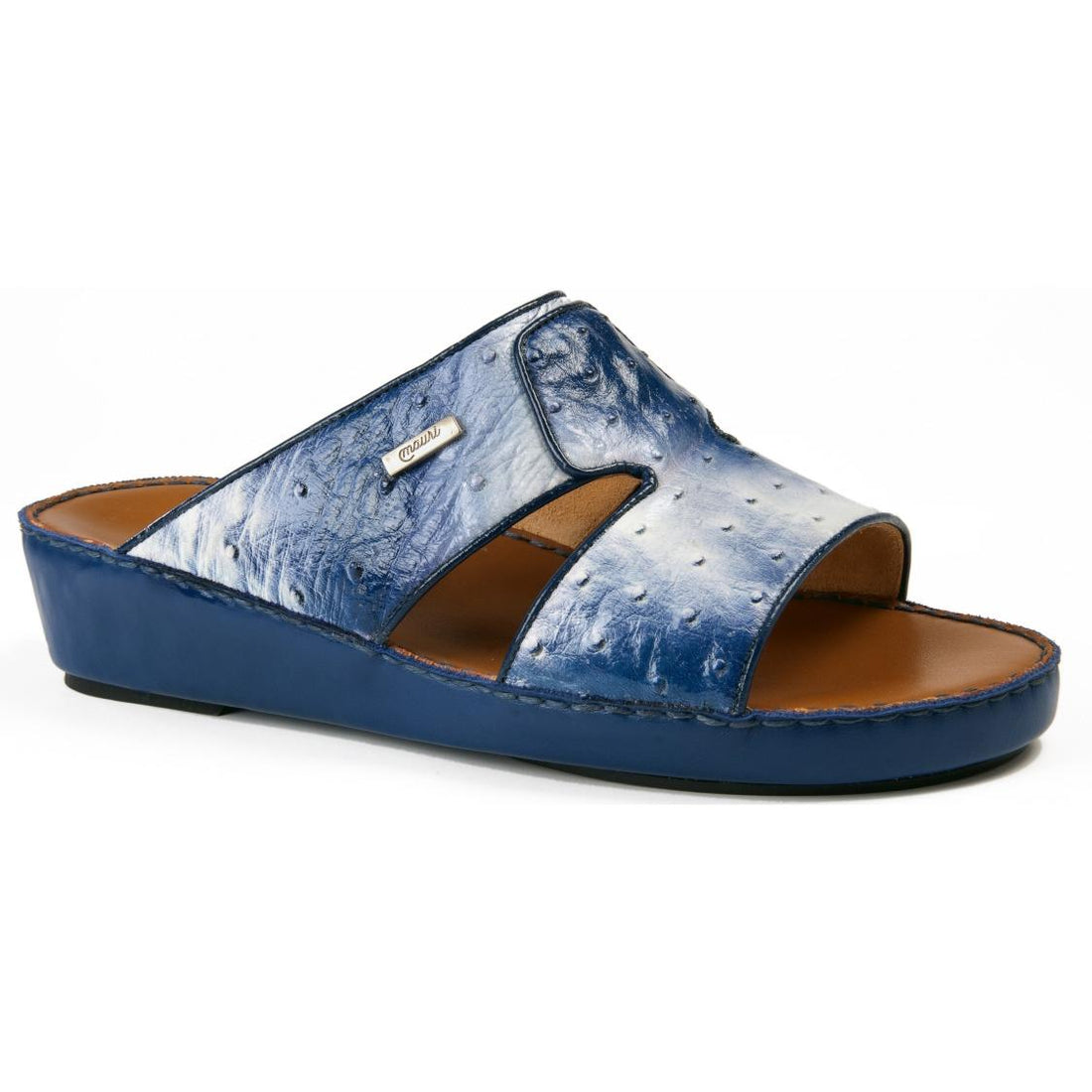 Mauri 1756/1 Brilliant Blue Genuine Ostrich Matt Platform Sandals