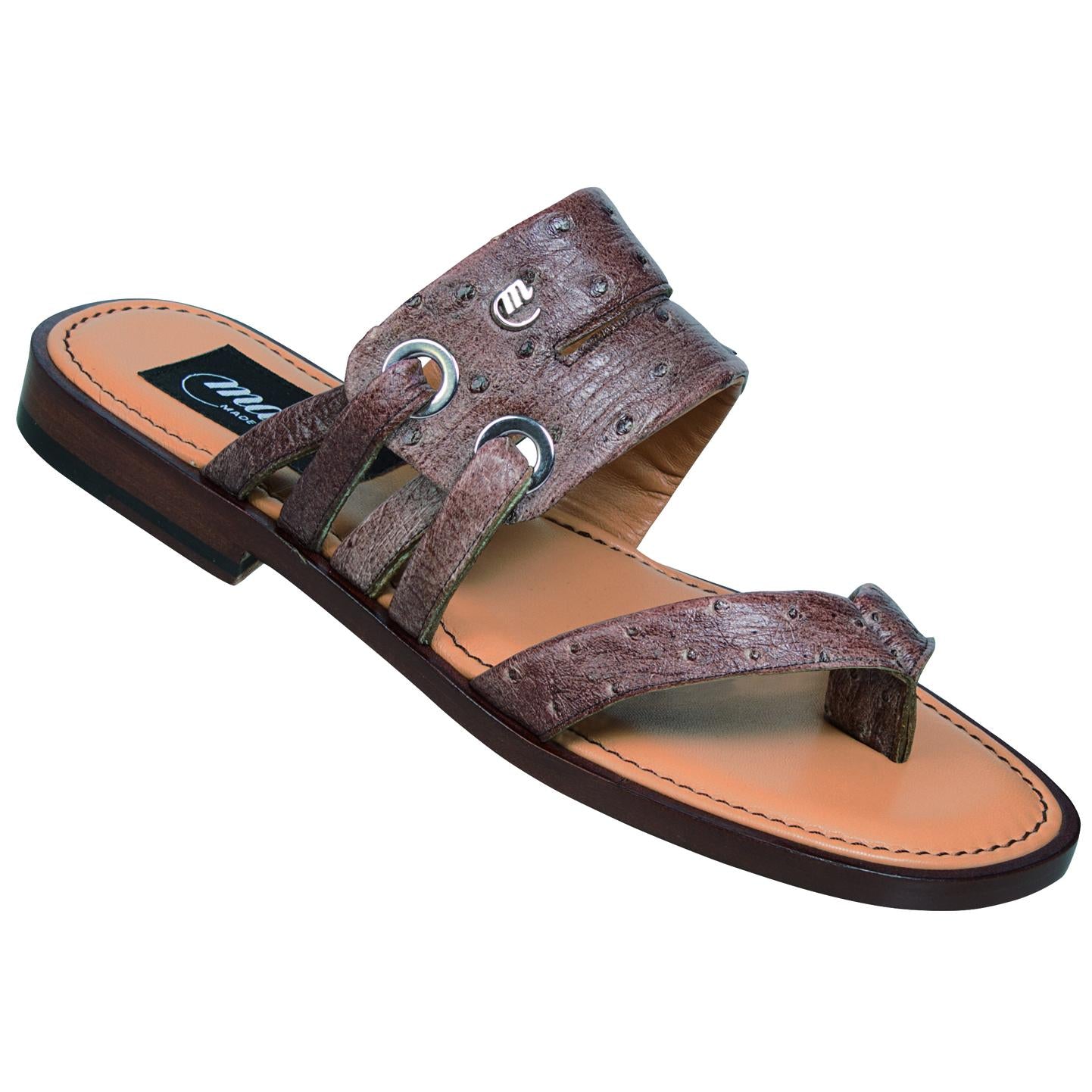 Mauri 1770 Zebra Light Nicotine Genuine Ostrich Sandals