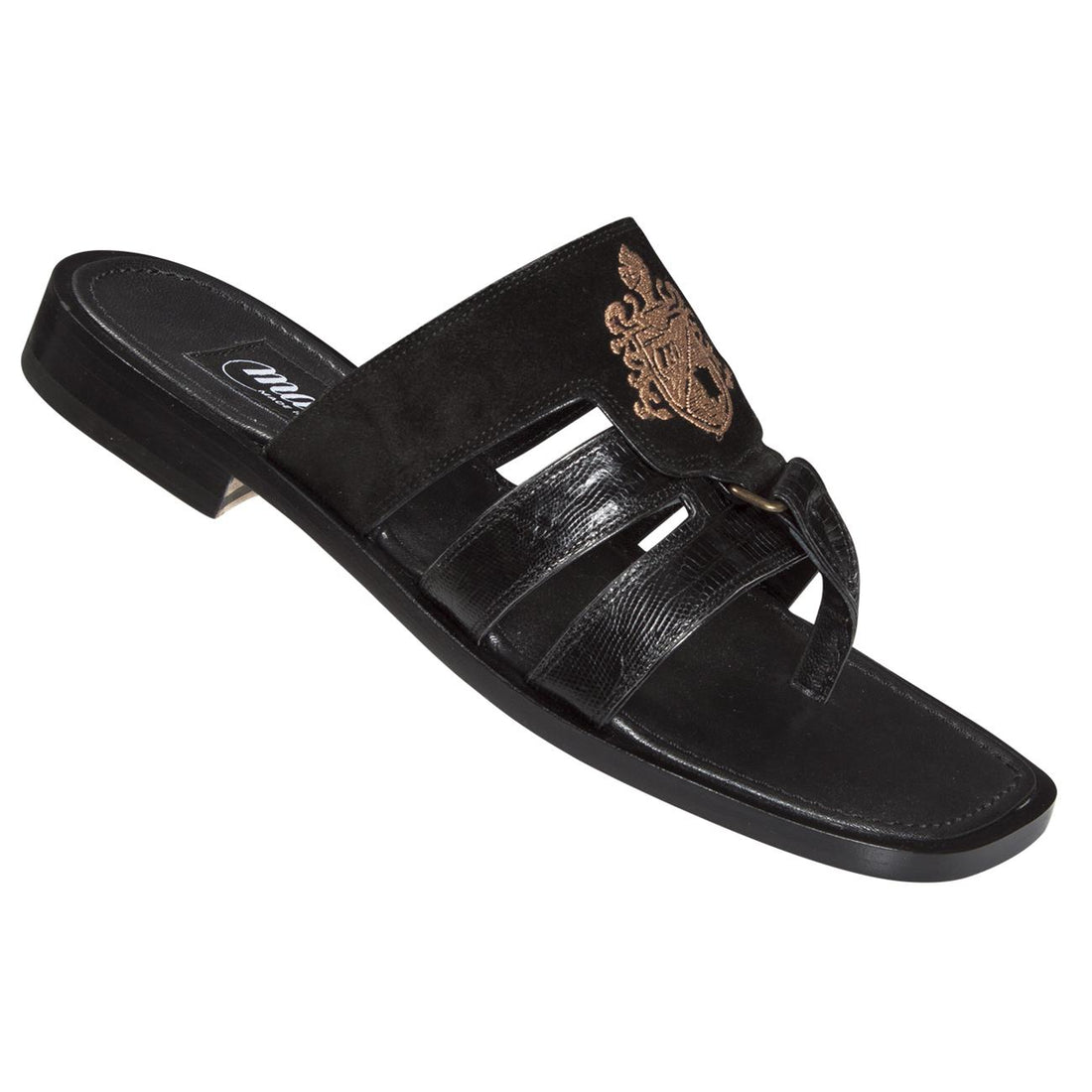 Mauri 1785 Black Genuine Lizard/Suede Sandals