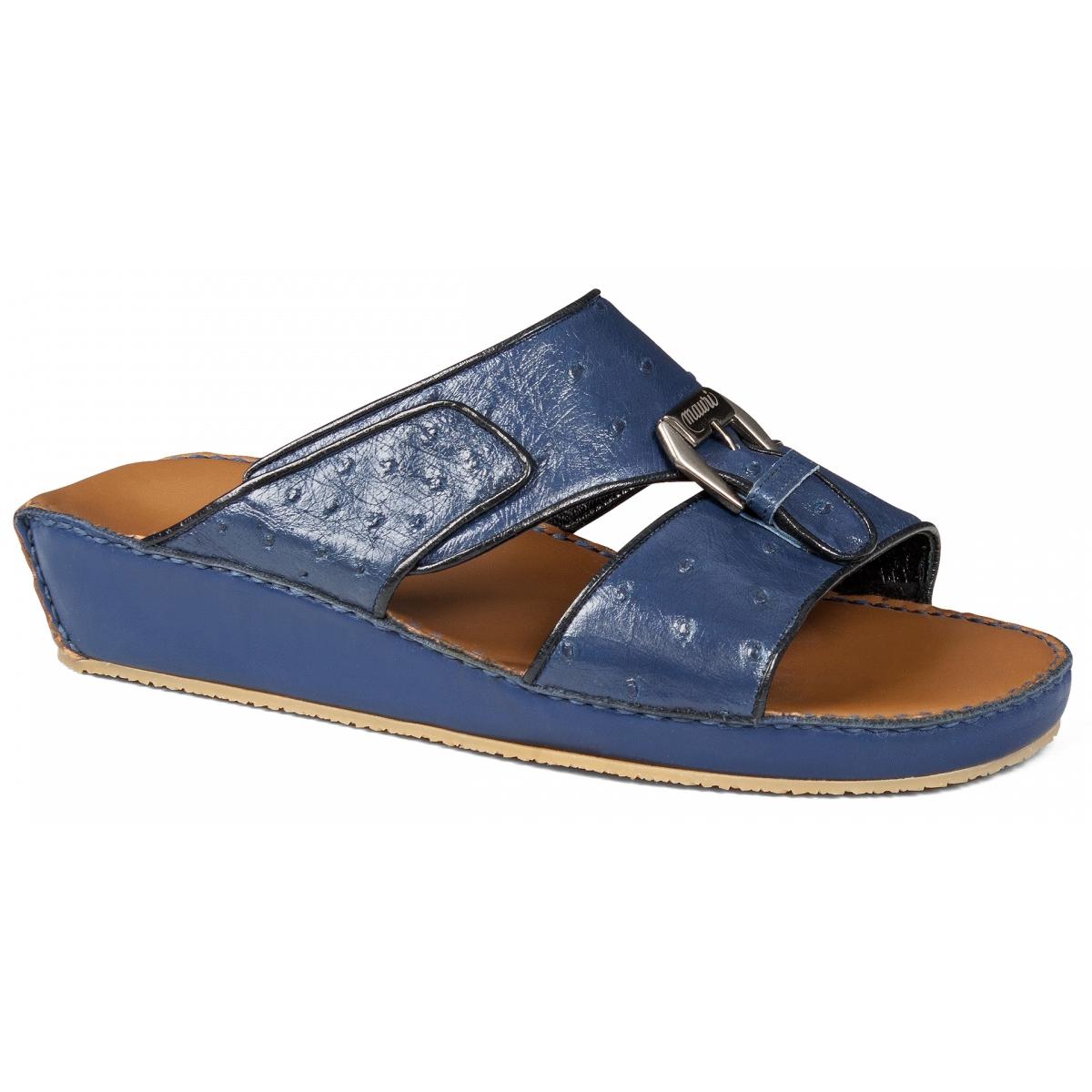 Mauri 1802/2 Iris Blue Genuine Ostrich Platform Sandals