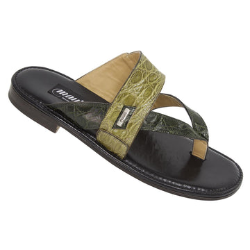 Mauri 1810 Green Genuine Crocodile Flanks/Khaki Crocodile Flanks Sandals