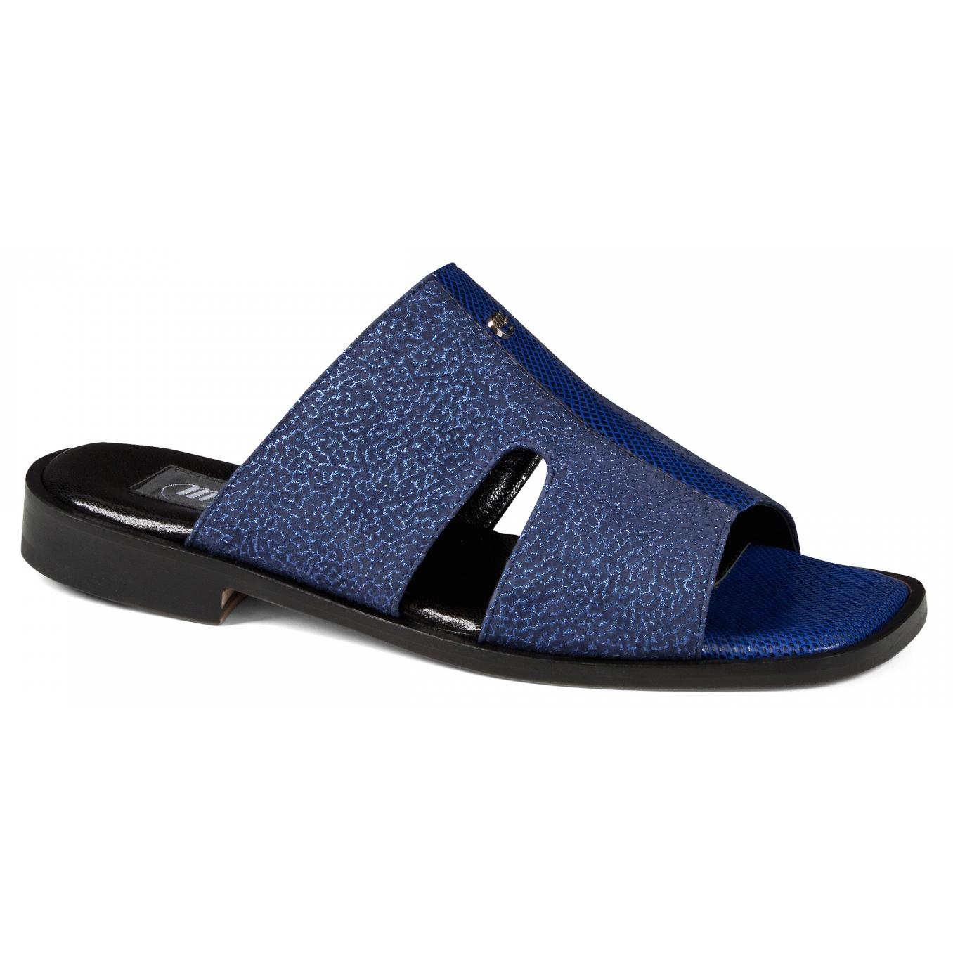 Mauri 1878 Electric Blue Genuine Karung/Multi Cervello Leather Sandals