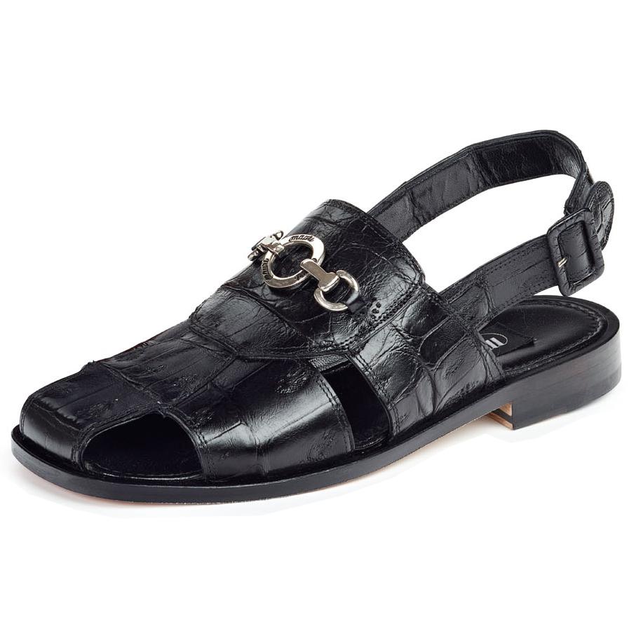 Mauri 1880 Black Genuine Baby Crocodile Sandals