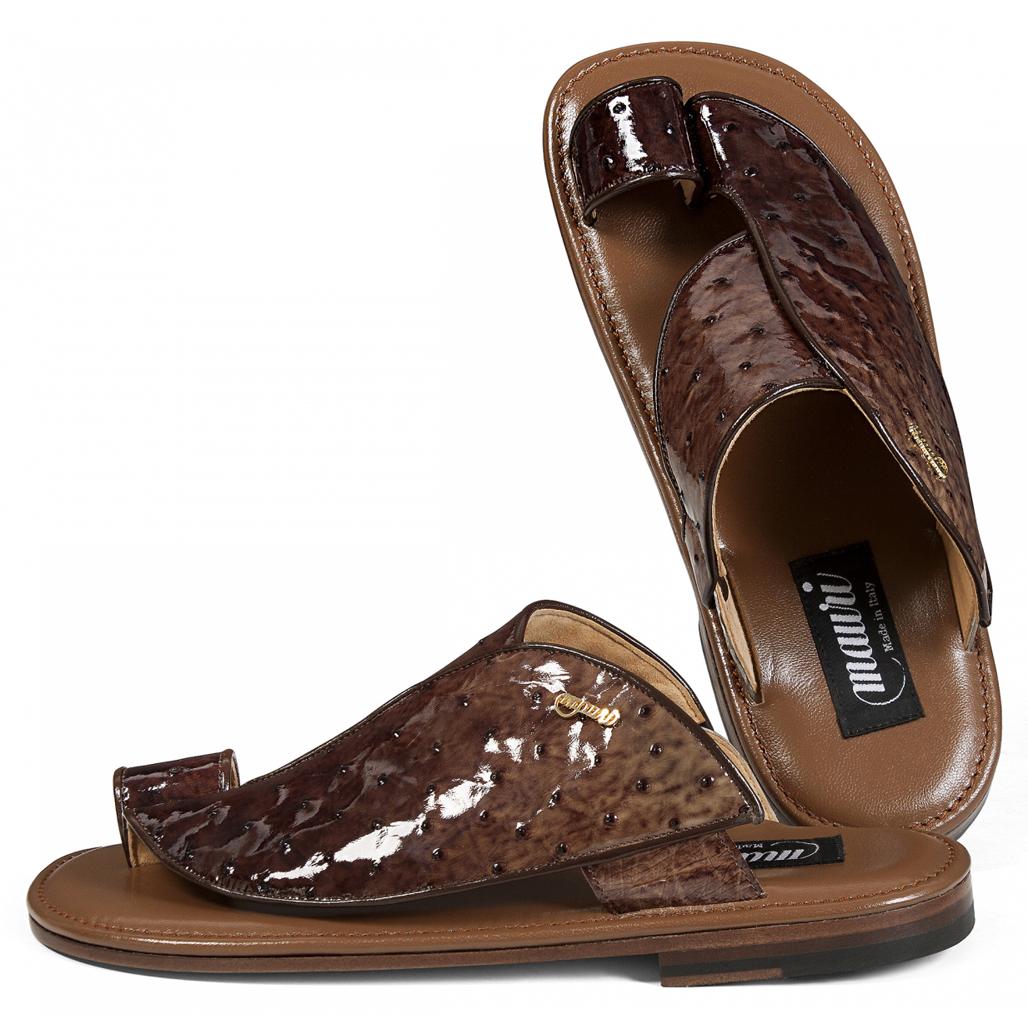 Mauri 1951/5 Multi Brown Genuine Ostrich/Patent Leather Sandals