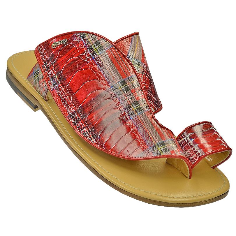 Mauri 1951 Scottish Red Genuine Ostrich Leg Sandals