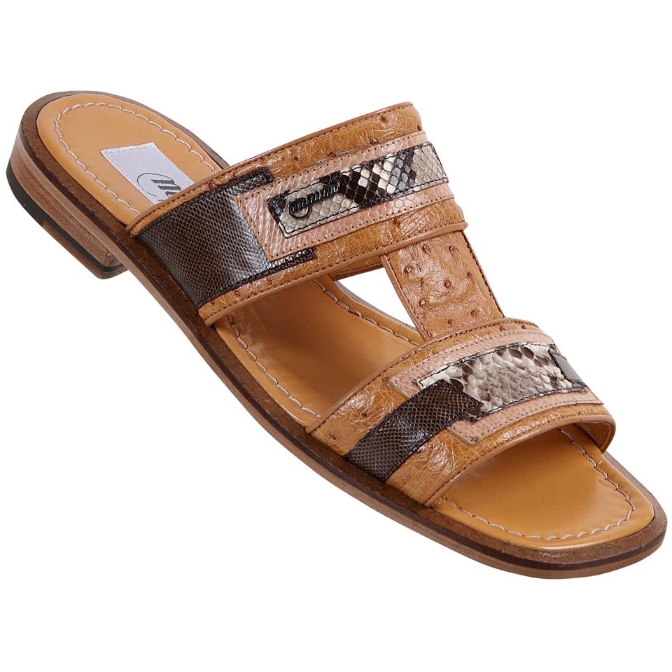 Mauri 1978 Light Rust/S//Camel Genuine Ostrich/Python/Karung Sandals