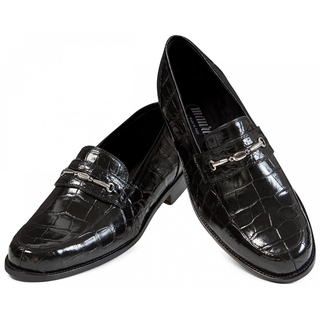 Mauri 19923/1 Black Genuine Baby Alligator Loafer Shoes 