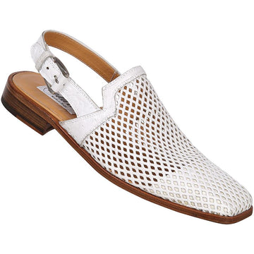 Mauri 2109 White Genuine Ostrich Leg Half Shoes Suit Essence