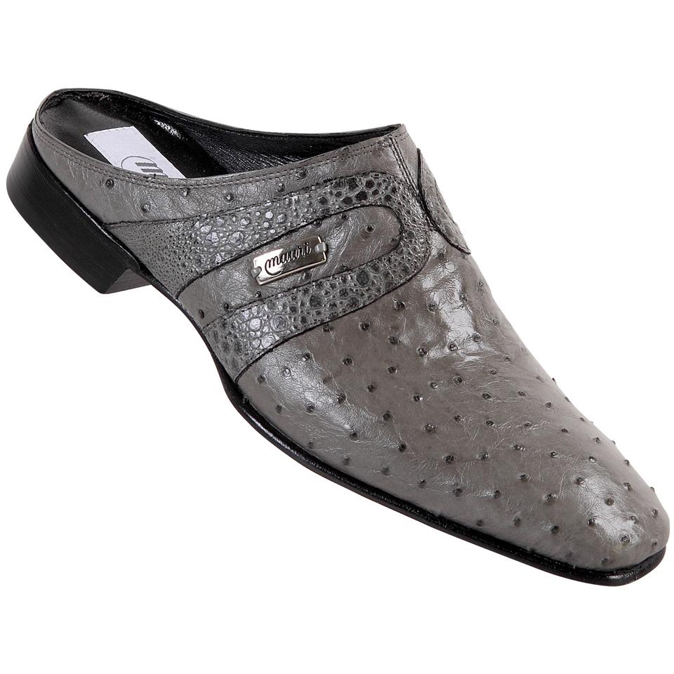 Mauri 2112 Medium Grey Genuine Ostrich/Serpentine/Frog Half Shoes