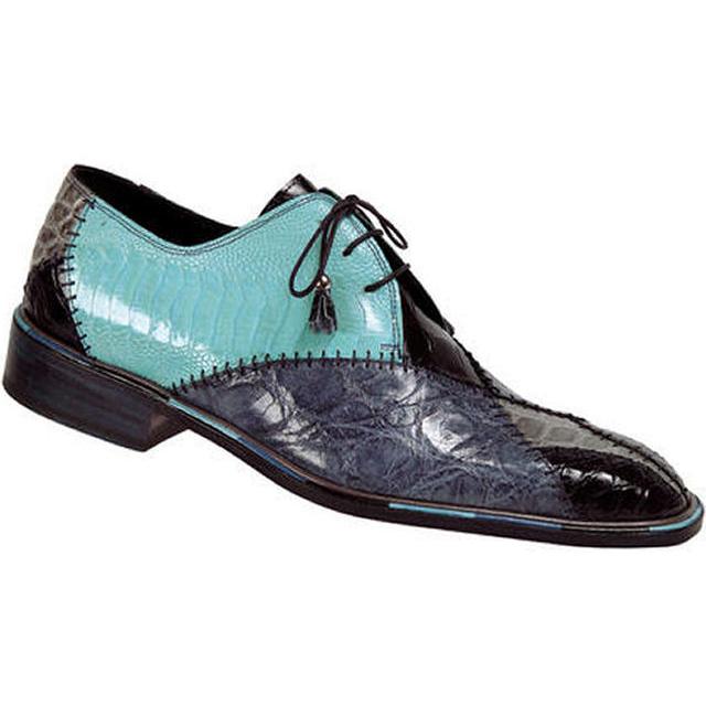 Mauri 2160 Collectible Light Grey/Navy Blue/Caribean Blue/Ostrich/Body Alligator Genuine All-Over Alligator Shoes