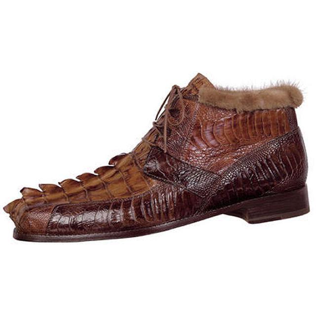 Mauri 2179 Excelsior H/-Painted Kango Tabac/Dark Brown Genuine Hornback Crocodile Tail/Ostrich Leg Leather Boots 