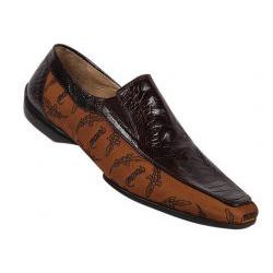 Mauri 2626/1 Trigator Fabric Dark Orange/Ostrich Leg Dark Brown Loafer Shoes