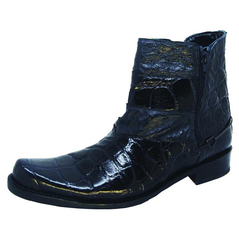 Mauri 2906 Black Genuine Ostrich/Body Alligator Boots