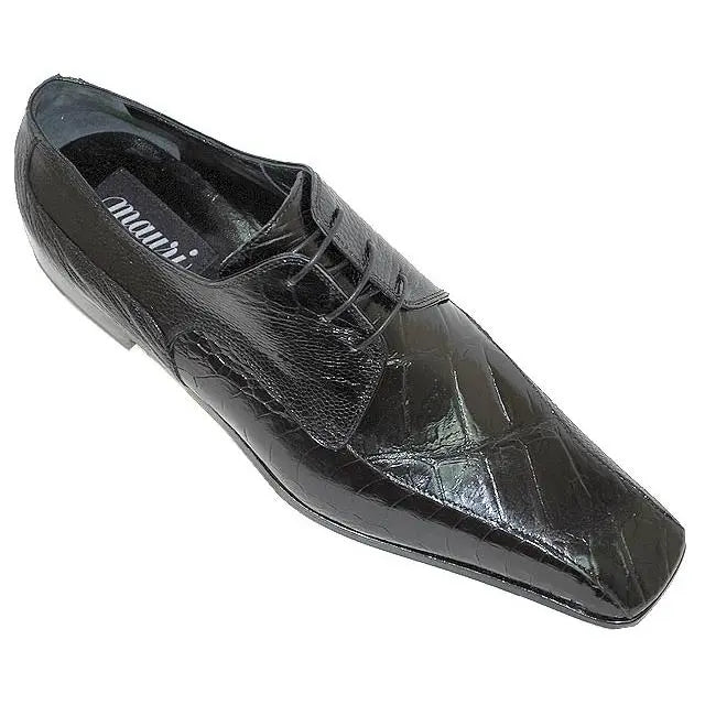 Mauri 2973 Black Genuine Alligator/Ostrich Shoes Suit Essence