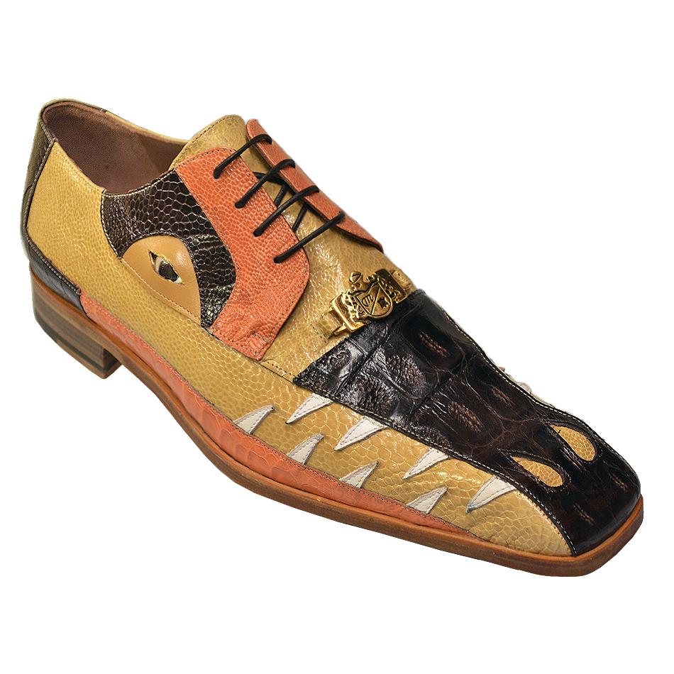 Mauri 2973 Dark Brown/Bone/Sherbert/White Genuine Crocodile/Ostrich Leg/Nappa Teeth 