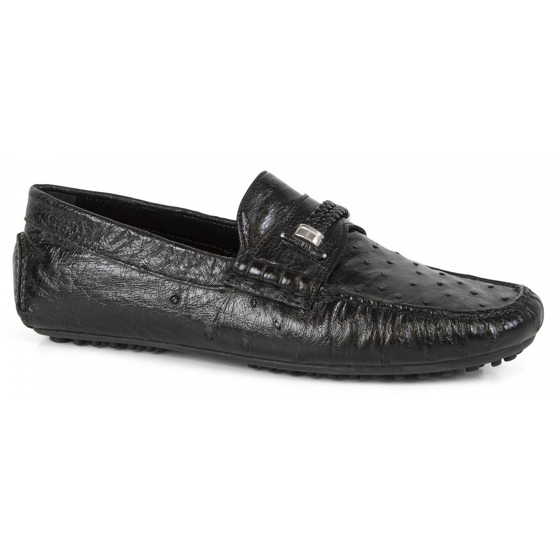 Mauri 3101/7 Black Genuine Ostrich Loafer Shoes