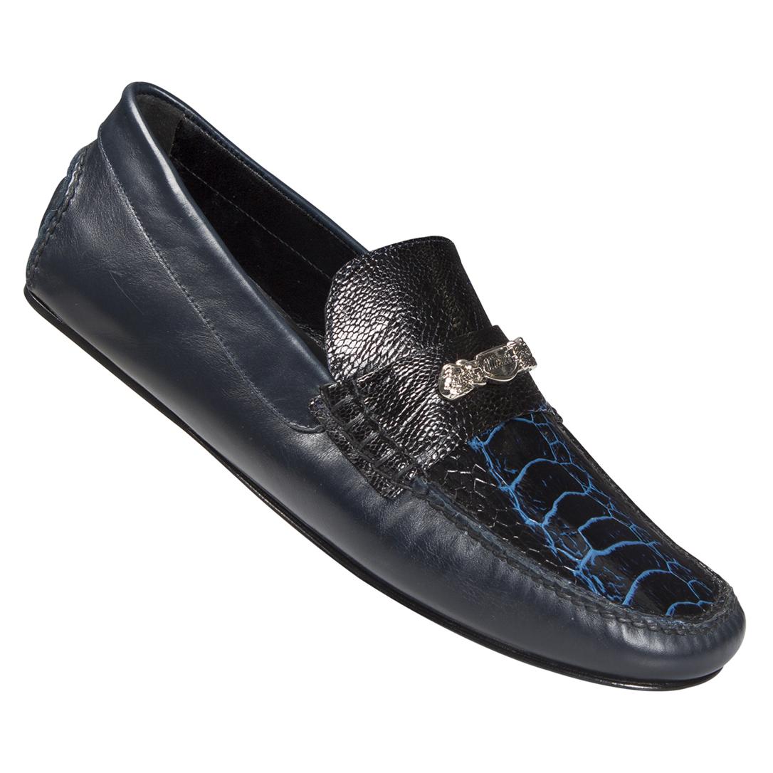 Mauri 3117/1 Bicolore Blue Genuine Ostrich Leg/Blue Nappa Calf Dress Casual Shoes