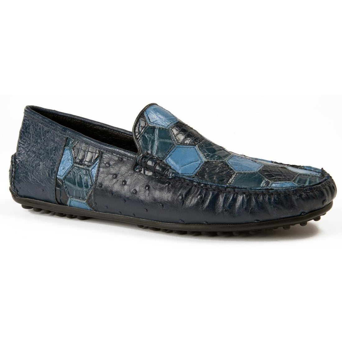 Mauri 3163 Wonder Blue Genuine Ostrich/Wonder Blue/New Blue/Caribbean Blue Body Alligator Loafer Casual Shoes