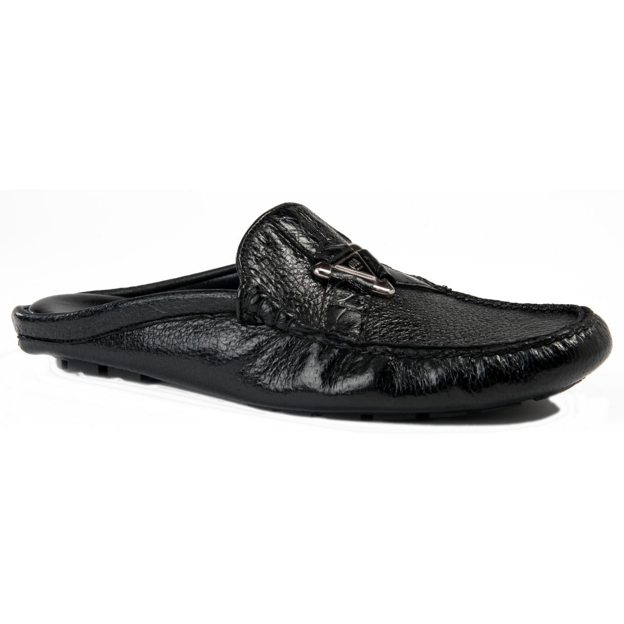 Mauri 3418 Black Genuine Pecary/Body Alligator Half Shoes