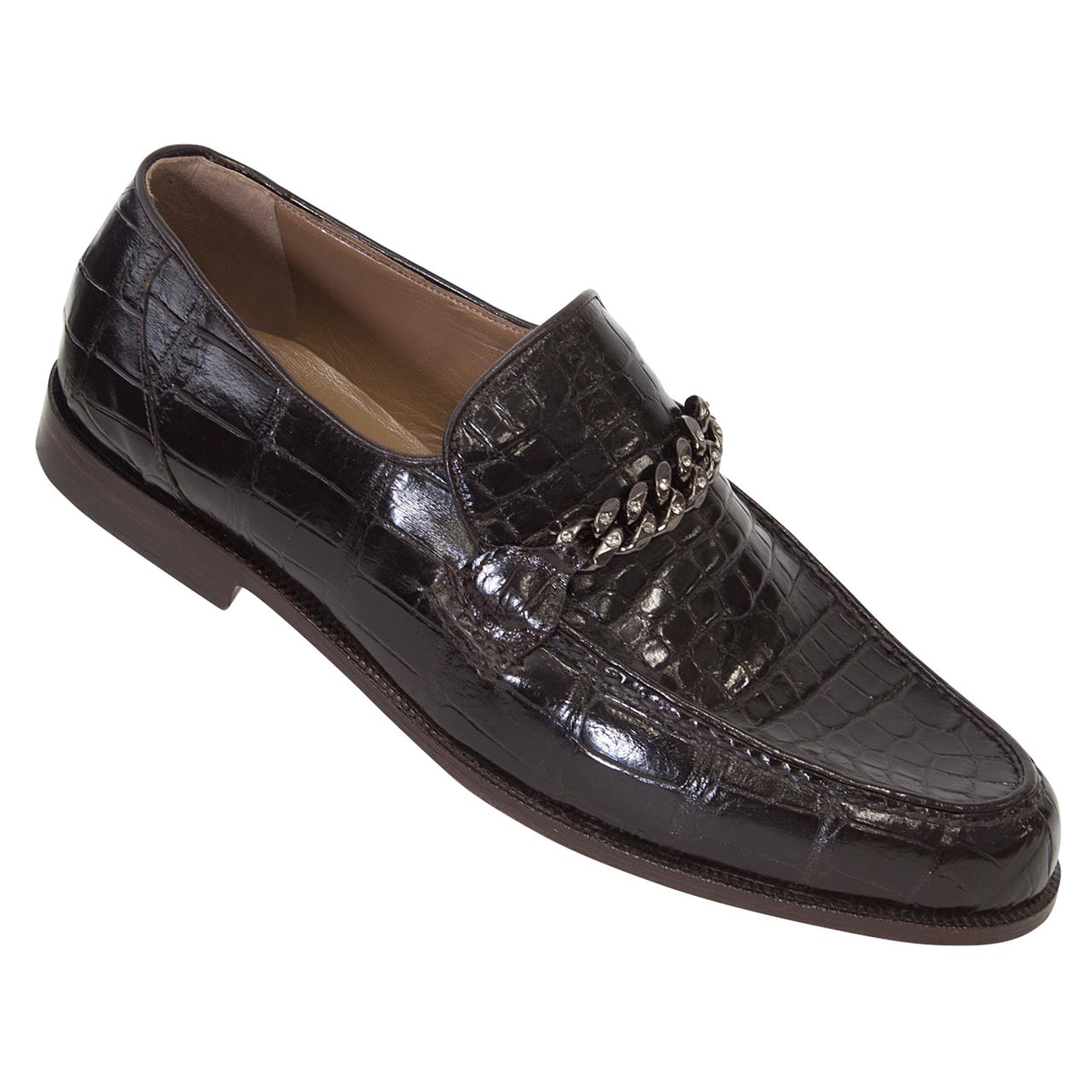 Mauri 3716/1 Dark Brown Genuine All Over Baby Alligator Loafer Shoes 