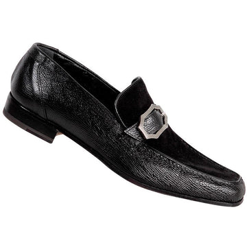 Mauri 3761 Black Genuine Shark Skin/Suede Loafer Shoes