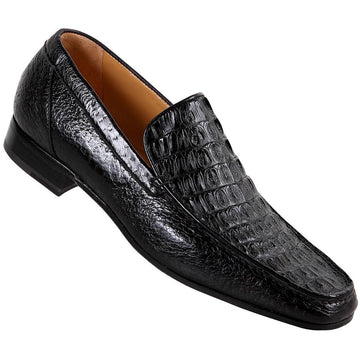 Mauri 3972 Black Hornback Crocodile/Pecary Loafer Shoes