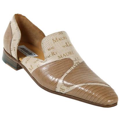 Mauri 4004 Taupe/Winter White Genuine Lizard/Mauri Laser Karung Snake Skin Half Shoes