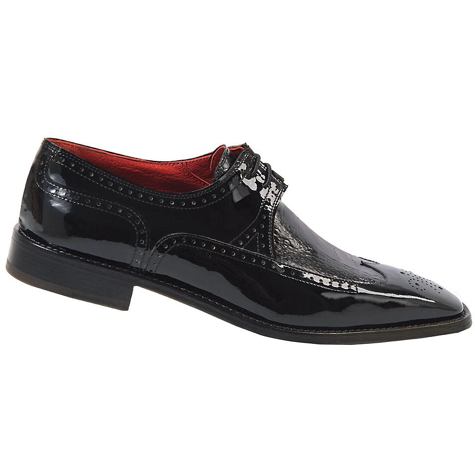 Mauri 4100 Black Genuine Ostrich Leg/Patent Leather Shoes