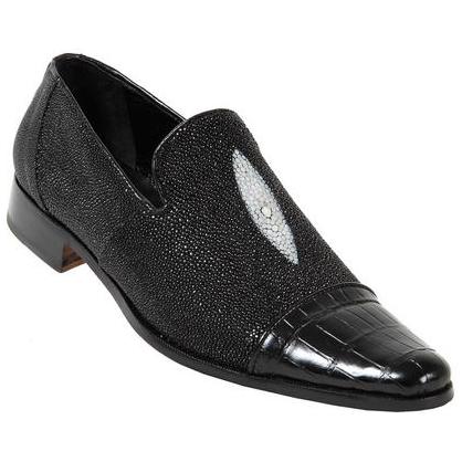 Mauri 4182 Black Genuine Alligator/Stingray Loafer Shoes