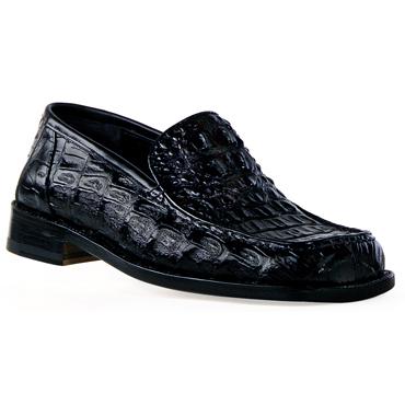 Mauri 4188 Black All Over Genuine Hornback Crocodile Shoes