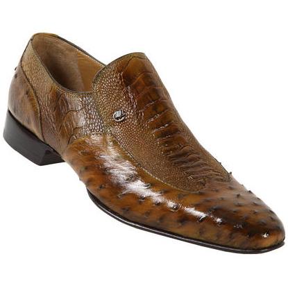 Mauri 4233 Mustard Genuine All-Over Ostrich Hand Painted Shoes