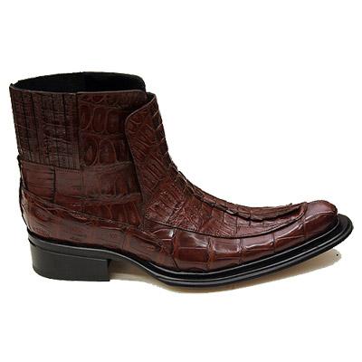 Mauri 42829 Cognac All-Over Genuine Hornback Crocodile Tail Boots