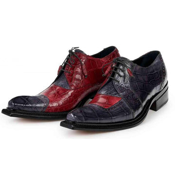 Mauri 44268 Medium Grey/Bordeaux Genuine Body Alligator Hand Painted Contemporary Shoes