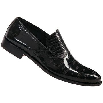 Mauri 4437 Black Genuine Tejus Lizard/Patent Leather Loafer Shoes 