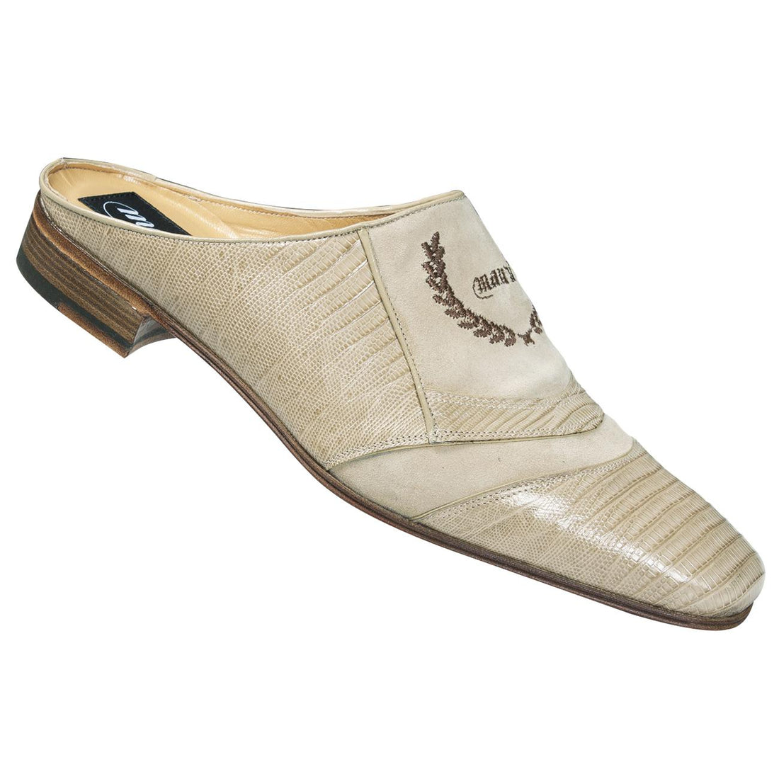 Mauri 4604 Cream Genuine Lizard/Suede/Embroidery Half Shoes