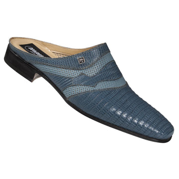 Mauri 4648 Caribbean Blue Genuine Lizard/Jean Nappa Perforated Half Shoes