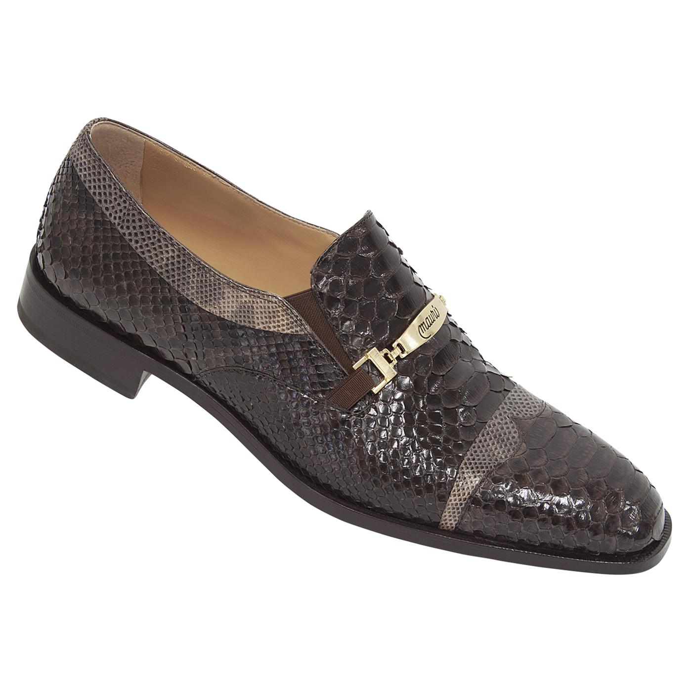 Mauri 4670/1 Dark Brown Genuine Python/Brown - Beige Karung Maculated Loafer Shoes