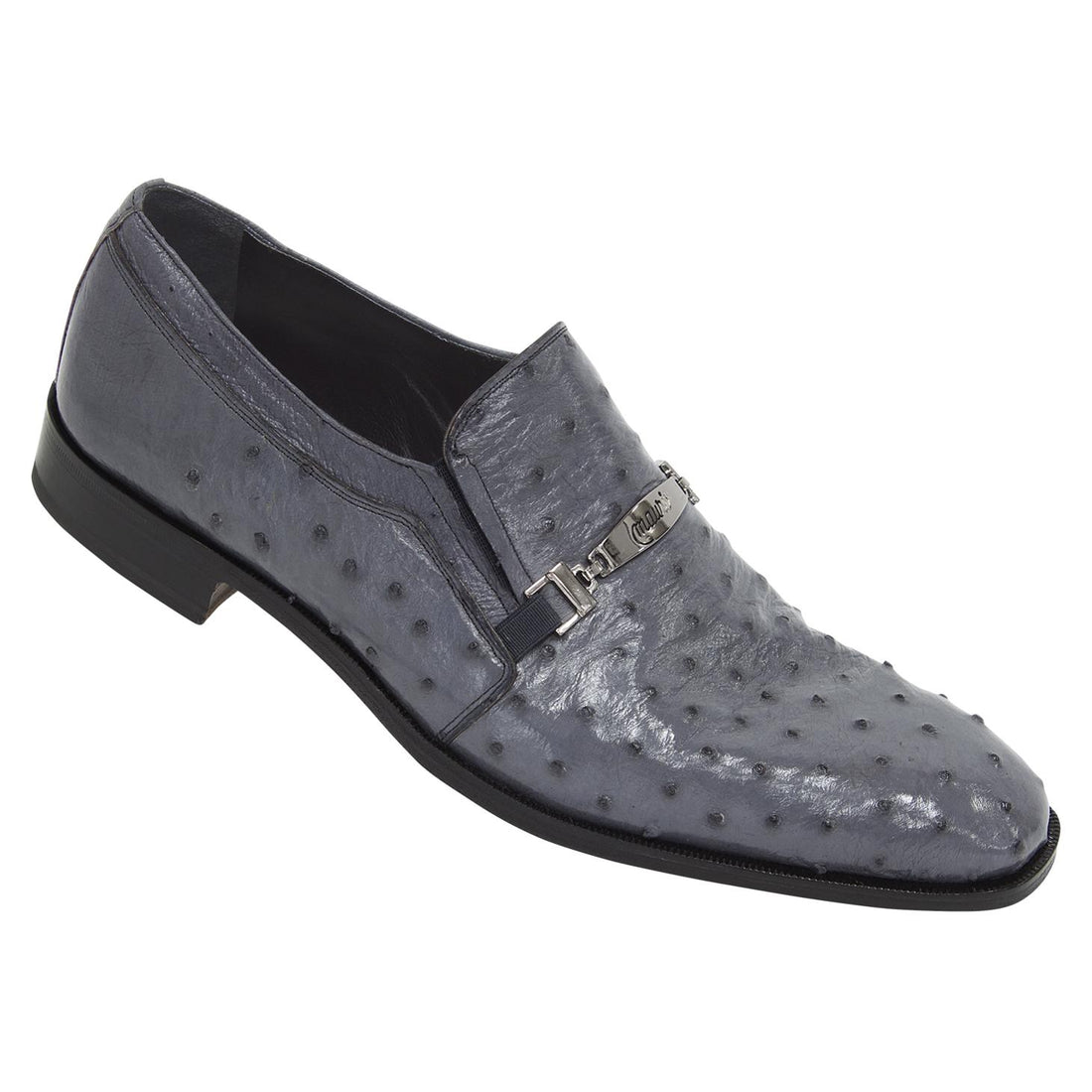 Mauri 4682/1 Quartz Grey Genuine Ostrich Dressy Loafer Shoes