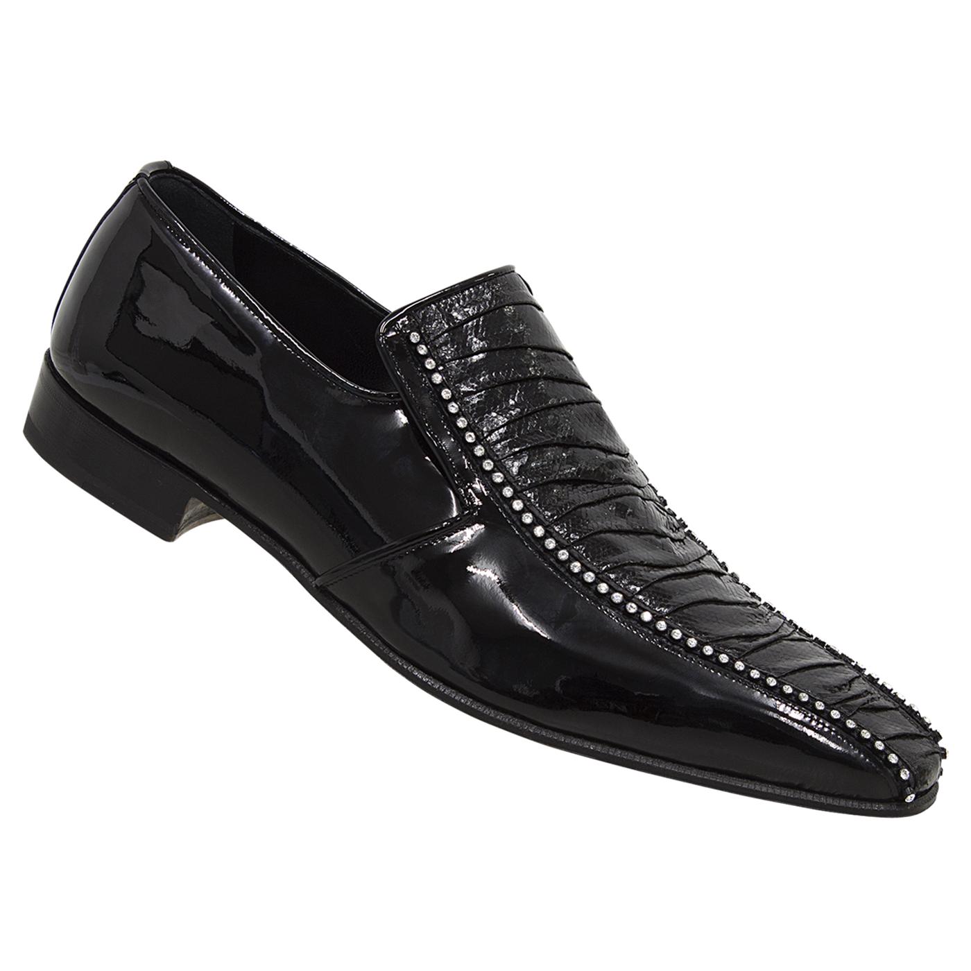 Mauri 4722 Black Genuine Karung Plaited/Patent Leather Evening Loafer Shoes